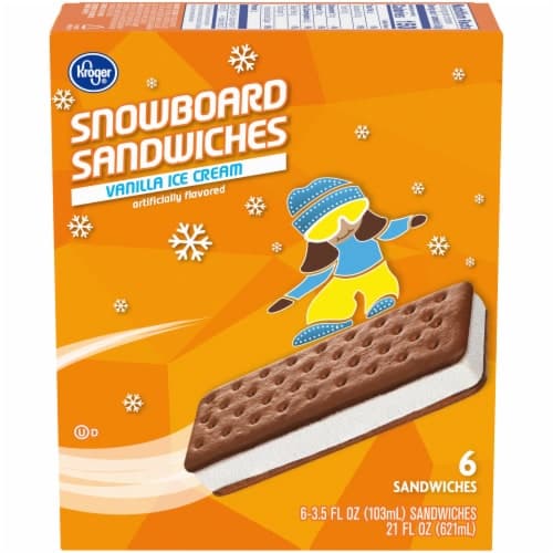 Kroger Snowboard Vanilla Ice Cream Sandwiches