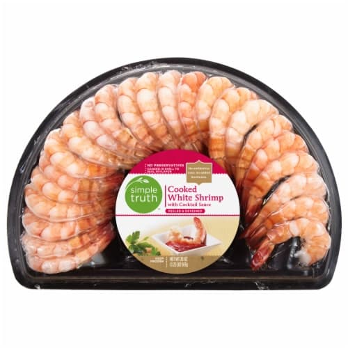 Simple Truth Peeled & Deveined Cooked  Shrimp Tray W/ Cocktail Sauce