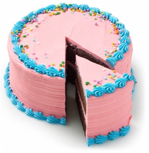 Bakery Fresh Goodness Chocolate Cake With Pink And Blue Buttercreme Icing