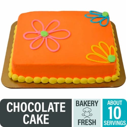 Bakery Fresh Goodness Vanilla Buttercream Chocolate Flower Cake - Tangerine
