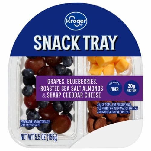 Kroger Grapes Blueberries Almonds & Sharp Cheddar Snack Tray