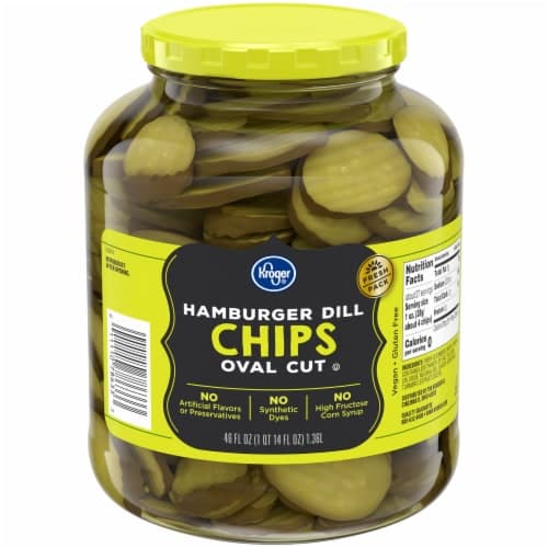 Kroger Oval Cut Hamburger Dill Pickle Chips