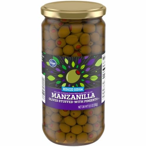 Kroger Reduced Sodium Manzanilla Olives Stuffed With Pimiento