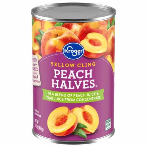 Kroger Canned Yellow Cling Peach Halves In 100% Fruit Juice