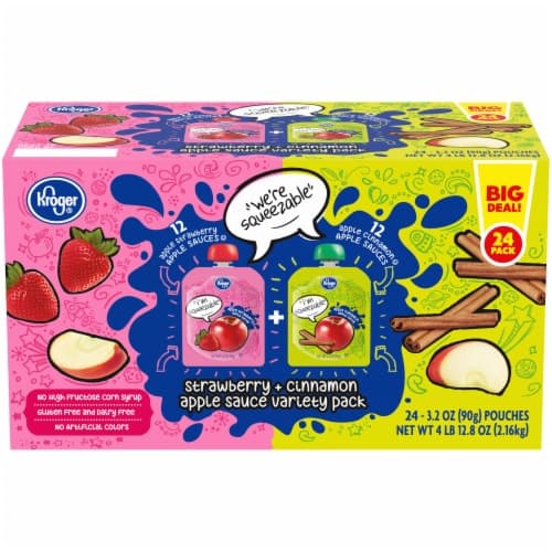 Kroger Strawberry + Cinnamon Applesauce Pouches Variety Pack Big Deal!