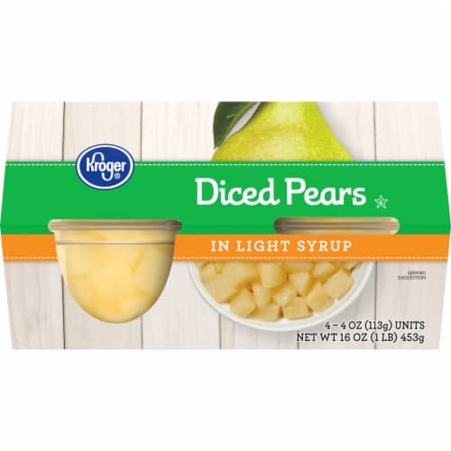 Kroger Diced Pears In Light Syrup Snack Bowls