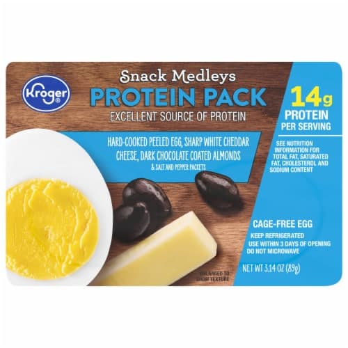 Kroger Peeled Egg White Cheddar Cheese Dark Chocolate Almonds Protein Snack Kit