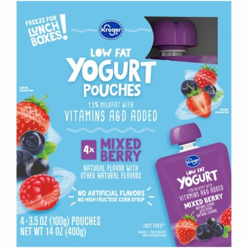 Kroger Mixed Berry Low Fat Yogurt Pouches