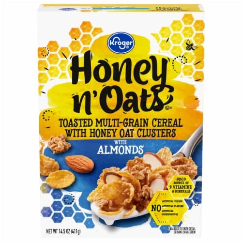 Kroger Honey N' Oats Toasted Multi-Grain Cereal With Honey Oat Clusters With Almonds