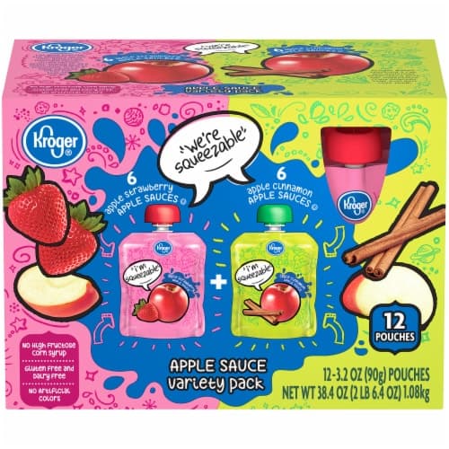 Kroger Apple Cinnamon & Apple Strawberry Applesauce Variety Pouches