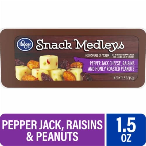 Kroger Pepper Jack Cheese Raisins & Honey Roasted Peanuts Snack Kit