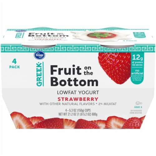 Kroger Strawberry Fruit On The Bottom Greek Lowfat Yogurt