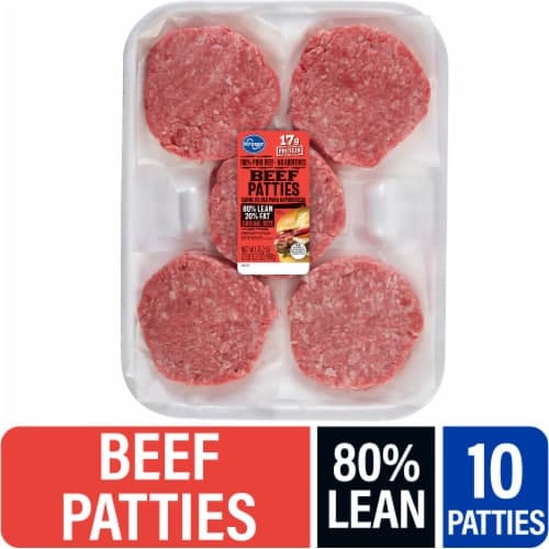 Kroger Lean Ground Beef Chuck 80/20 Homestyle Hamburger Patties