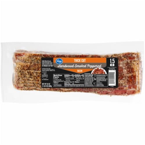 Kroger Thick Cut Hardwood Smoked Peppered Bacon