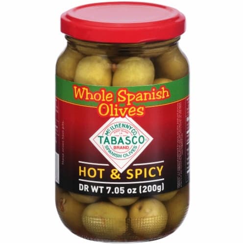 Tabasco Hot & Spicy Whole Spanish Olives. Jar