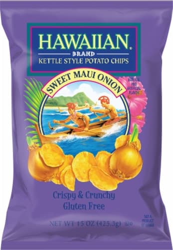 Hawaiian Brand Kettle Style Potato Chips Sweet Maui Onion Crispy & Crunchy