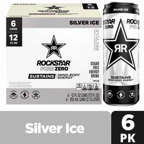 Rockstar Silver Ice Sugar Free Energy Drink Multipack