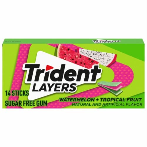 Trident Gum, Sugar Free, Watermelon + Tropical Fruit