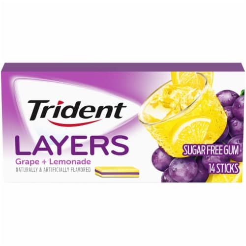 Trident Layers Gum, Sugar Free, Grape + Lemonade