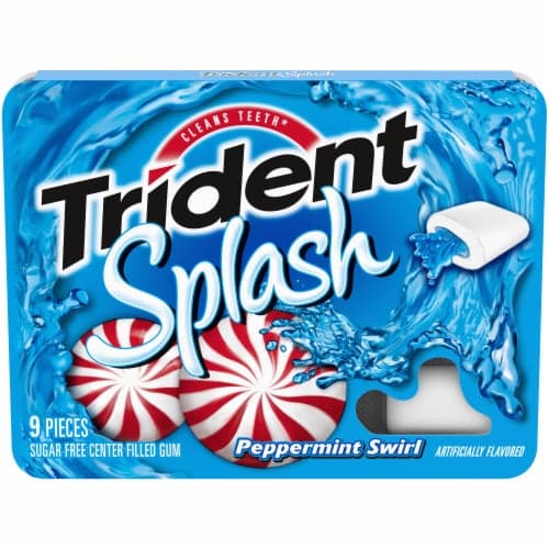 Trident Splash Gum, Center Filled, Sugar Free, Peppermint Swirl
