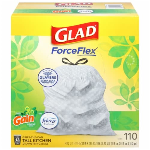 Glad Force Flex Gain Original Scent Tall Kitchen Drawstring Bags