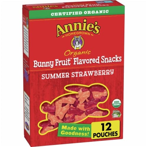 Annie'S Organic Gluten Free Summer Strawberry Fruit Flavored Bunny Fruit Snacks