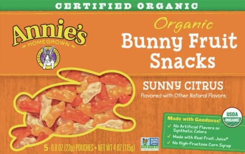 Annie'S Homegrown Organic Bunny Fruit Snacks Sunny Citrus