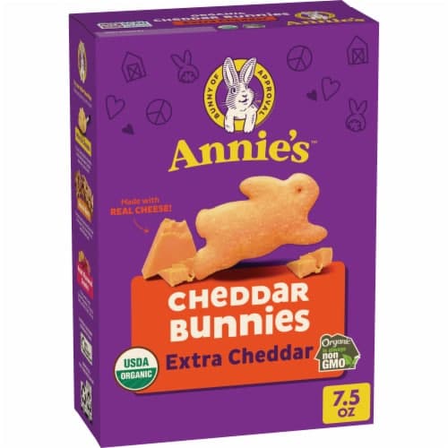 Annies Homegrown Cheddar Bunnies Crackers Organic Baked Snack Extra Cheesy
