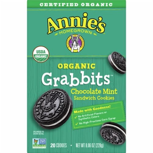 Annies Grabbits Organic Chocolate Mint Sandwich Cookies