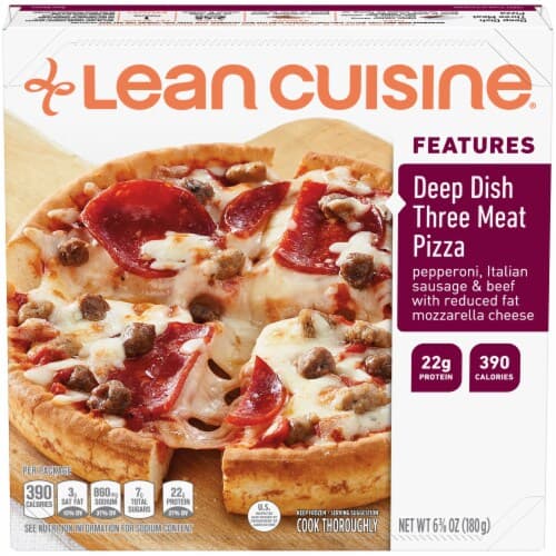 Lean Cuisine Features Pizza, Deep Dish Three Meat