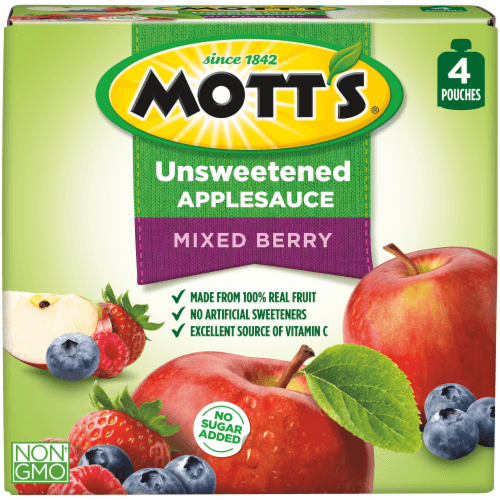 Motts Applesauce, Unsweetened, Mixed Berry
