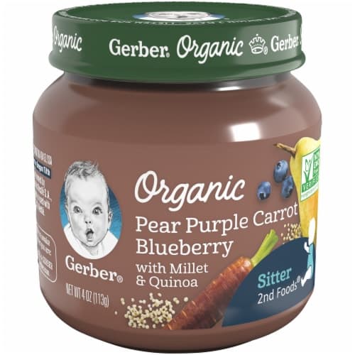 Gerber Organic 2Nd Baby Foods Pear Purple Carrot Blueberry With Millet And Quinoa