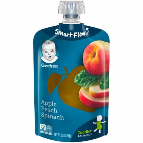 Gerber Baby Food, Apple, Peach, Spinach, Toddler (12+ Months