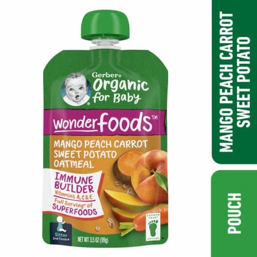 Gerber 3Rd Foods Organic Mango Peach Carrot Sweet Potato Oatmeal Toddler Food Pouch
