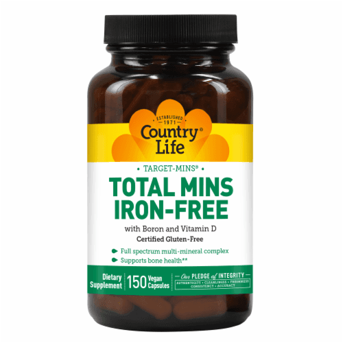 Country Life Total Mins Iron-Free With Boron And Vitamin D Vegetarian Capsules
