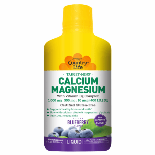 Country Life Wild Blueberry Calcium Magnesium With Vitamin D3 400 Iu Liquid