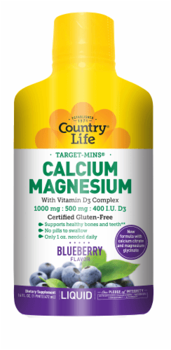 Country Life Calcium Magnesium With Vitamin D3 400 Iu Wild Blueberry Liquid