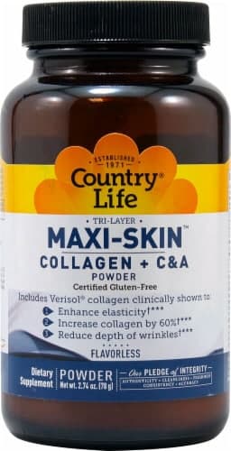 Country Life Maxi-Skin Collagen + C & A  Flavorless Dietary Supplement