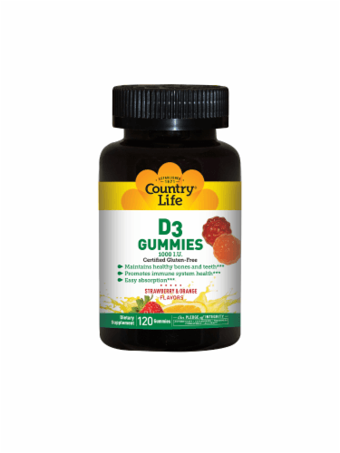 Country Life Strawberry & Orange Vitamin D3 Gummies 1000 Iu