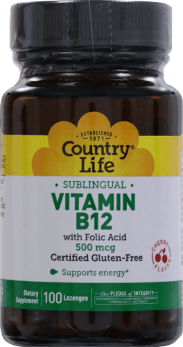 Country Life Sublingual Vitamin B12 With Folic Acid Lozenges