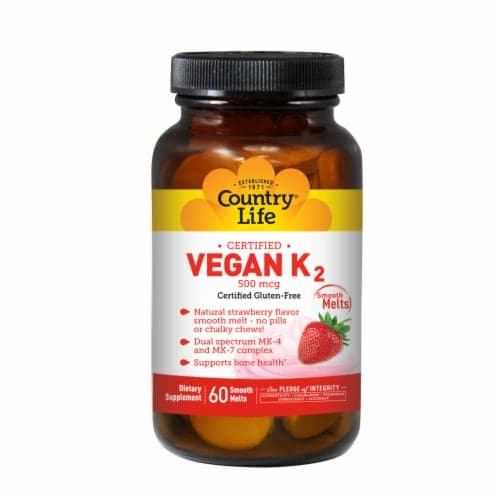 Country Life Vegan K-2 Chewable Tablets 500 Mcg