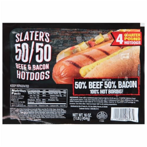 Slaters 50/50 Beef & Bacon Hot Dogs