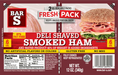 Bar S Ham, Deli Shaved, Smoked, Fresh