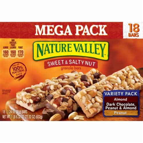 Nature Valley Sweet & Salty Nut Almond, Peanut & Dark Chocolate, Peanut & Almond Variety Pack Granola Bars 18