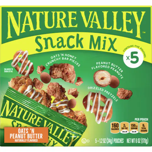 Nature Valley Snack Mix, Granola, Oats 'N Peanut Butter, Crunchy
