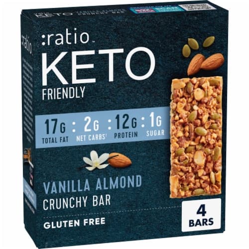 Ratio Vanilla Almond Protein Crunchy Keto Friendly Bars