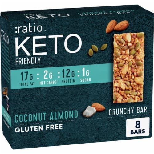 Ratio Keto Friendly Crunchy Bars, Coconut Almond Snack