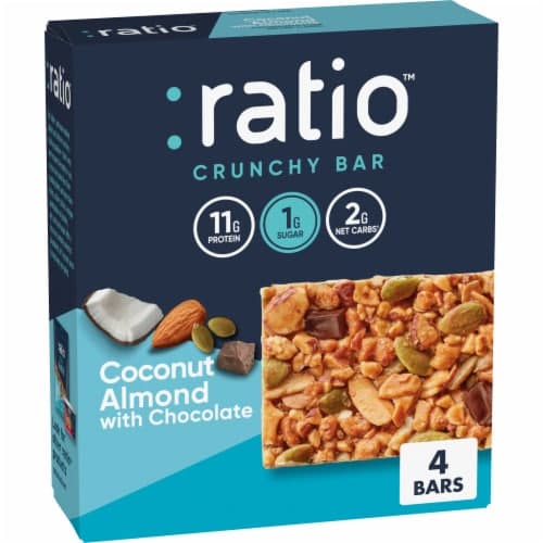 Ratio Coconut Almond With Chocolate Crunchy Keto Friendly Protein Bars
