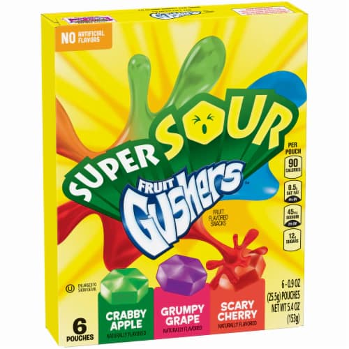 Betty Crocker Gushers Super Sour Crabby Apple Grumpy Grape And Scary Cherry 6