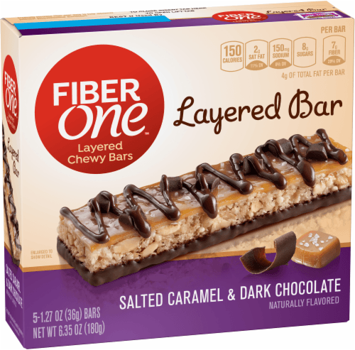 Fiber One Chewy Bars, Layered, Salted Caramel & Dark Chocolate